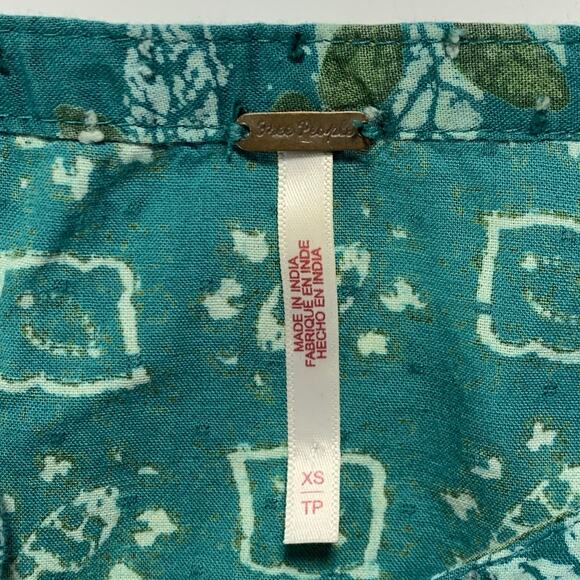 Free People Hazy Maisy Floral Maxi Dress XS Oversized Forest Green Prairie Boho - Picture 3 of 11